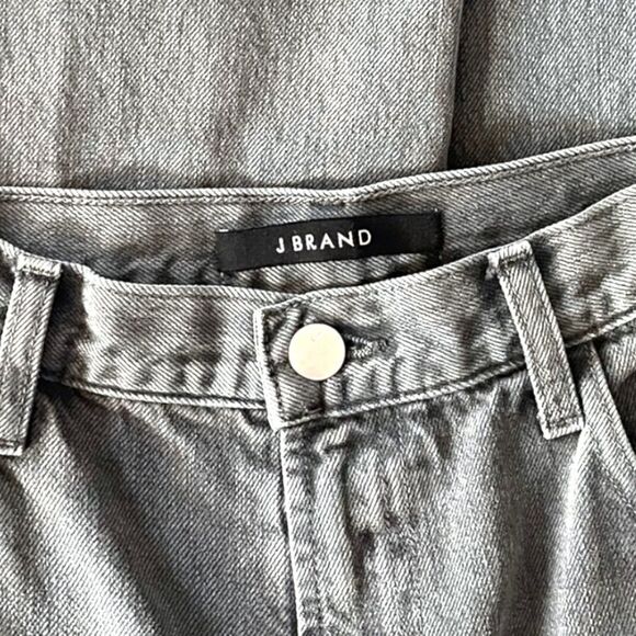 JBRAND Joan Cropped High Rise Wide Leg Jeans in Gray - Picture 6 of 11